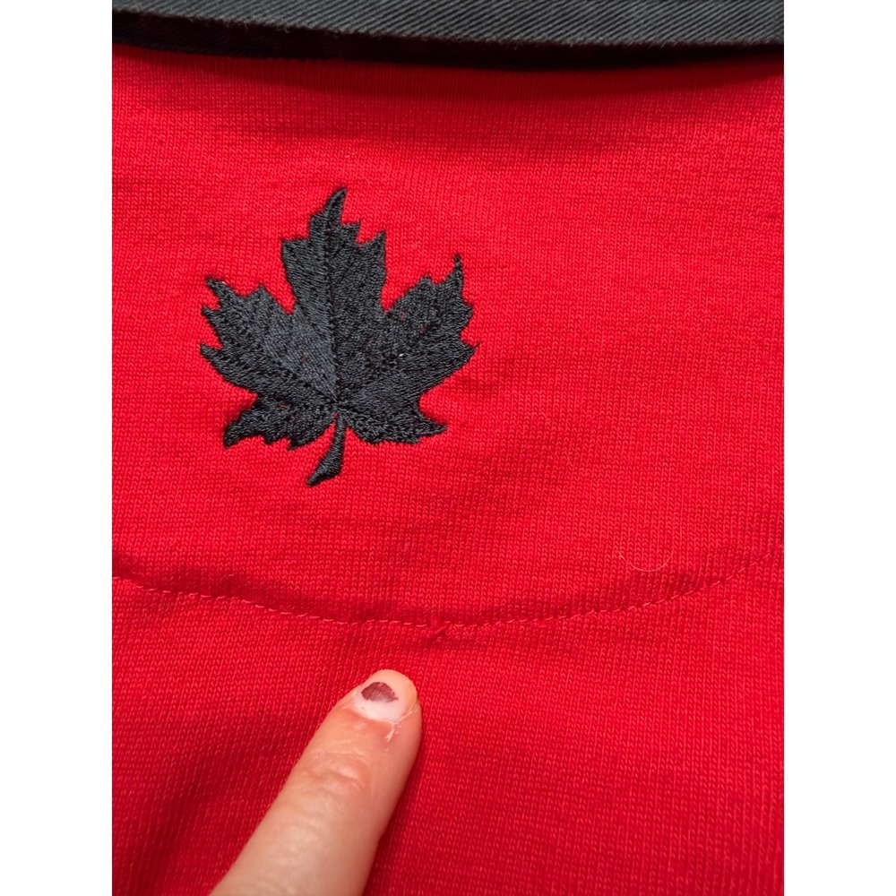 COTTON OXFORD Rugby Canada Shirt Red Striped Maple Leaf Men's XXL Vintage FLAWED - Picture 8 of 9